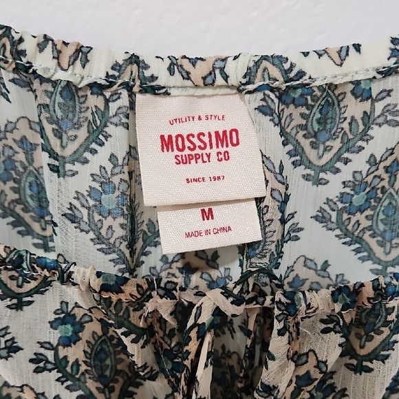 Madewell Green Smocked Tie Front Blouse - Picture 2 of 4